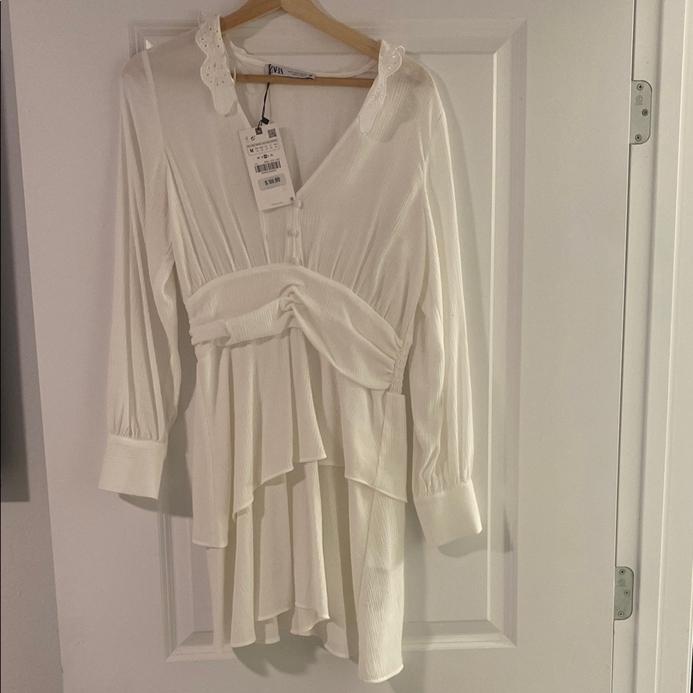 Zara Cream Dress with Lace Detail